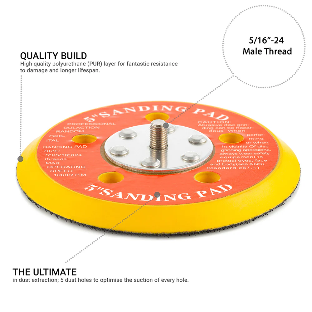125mm ( 5") Dual Action Backing Pad 5/16"-24 - 5 holes - medium profile - Image 2