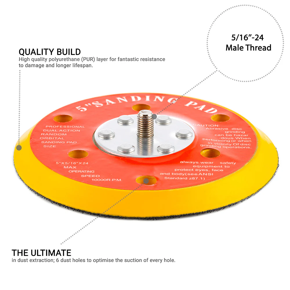 125mm ( 5") Dual Action Backing Pad 5/16"-24 - 6 holes - medium profile - Image 2