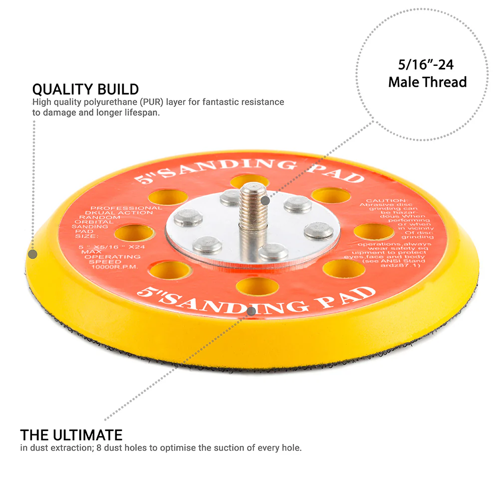 125mm ( 5") Dual Action Backing Pad 5/16"-24 - 8 holes - medium profile - Image 2