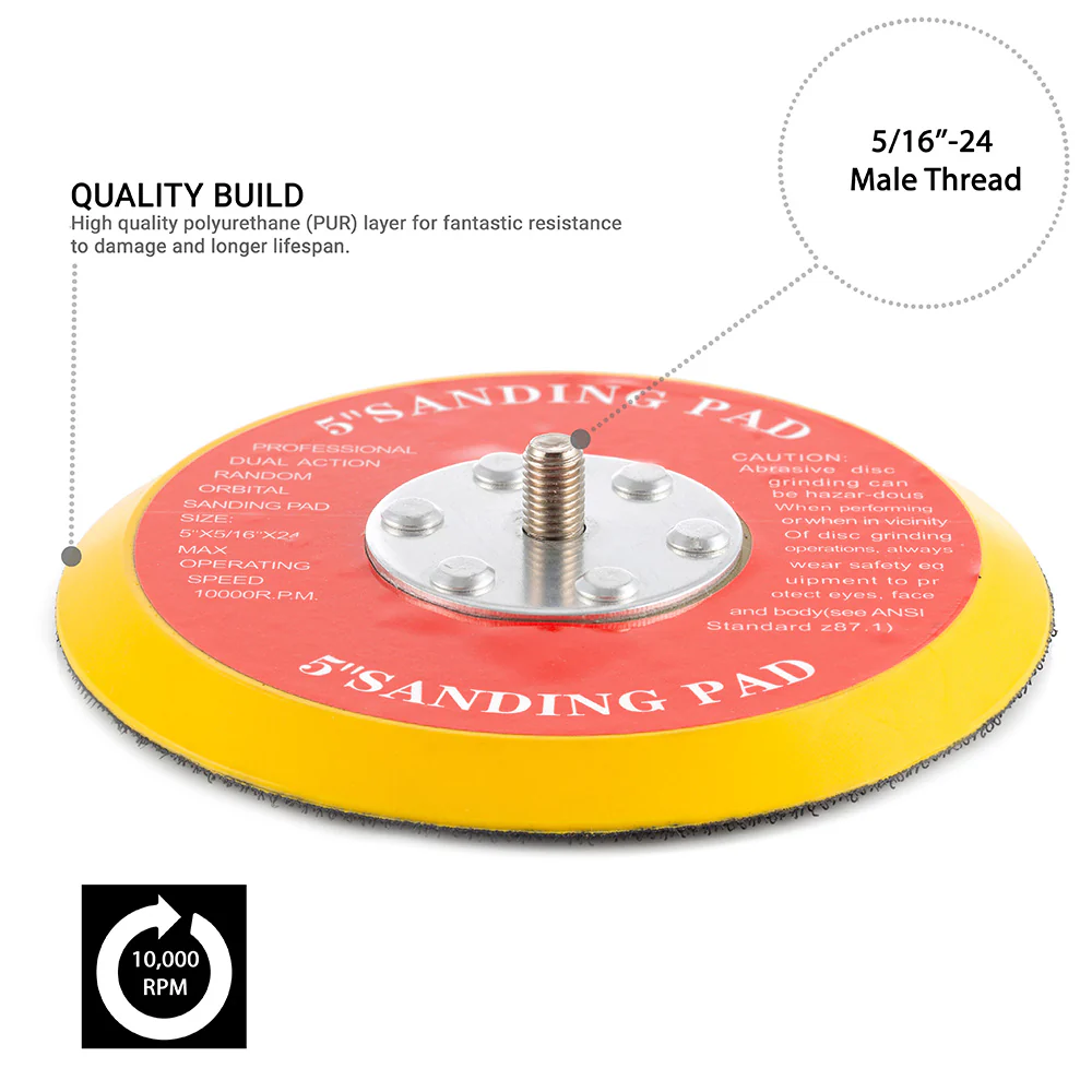 125mm ( 5") Dual Action Backing Sanding Pad 5/16"-24 - medium profile - Image 2