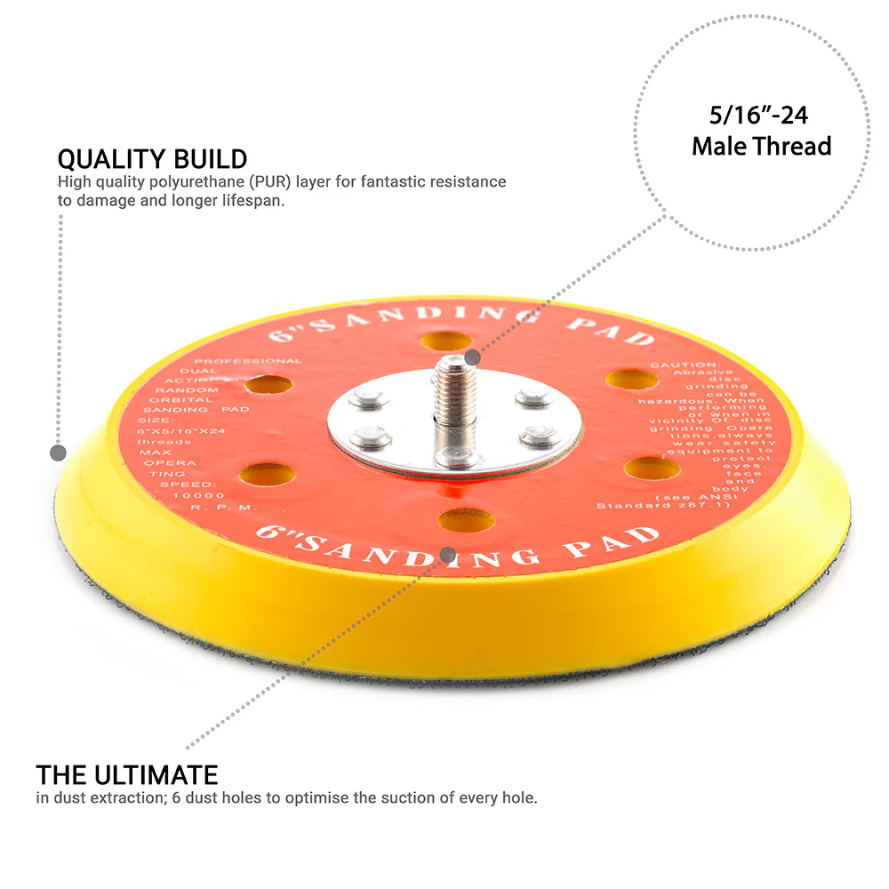 150mm ( 6") Dual Action Backing Pad 5/16"-24 - 6 holes - high profile - Image 2