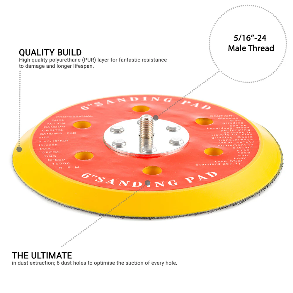 150mm ( 6") Dual Action Backing Pad 5/16"-24 - 6 holes - medium profile - Image 2