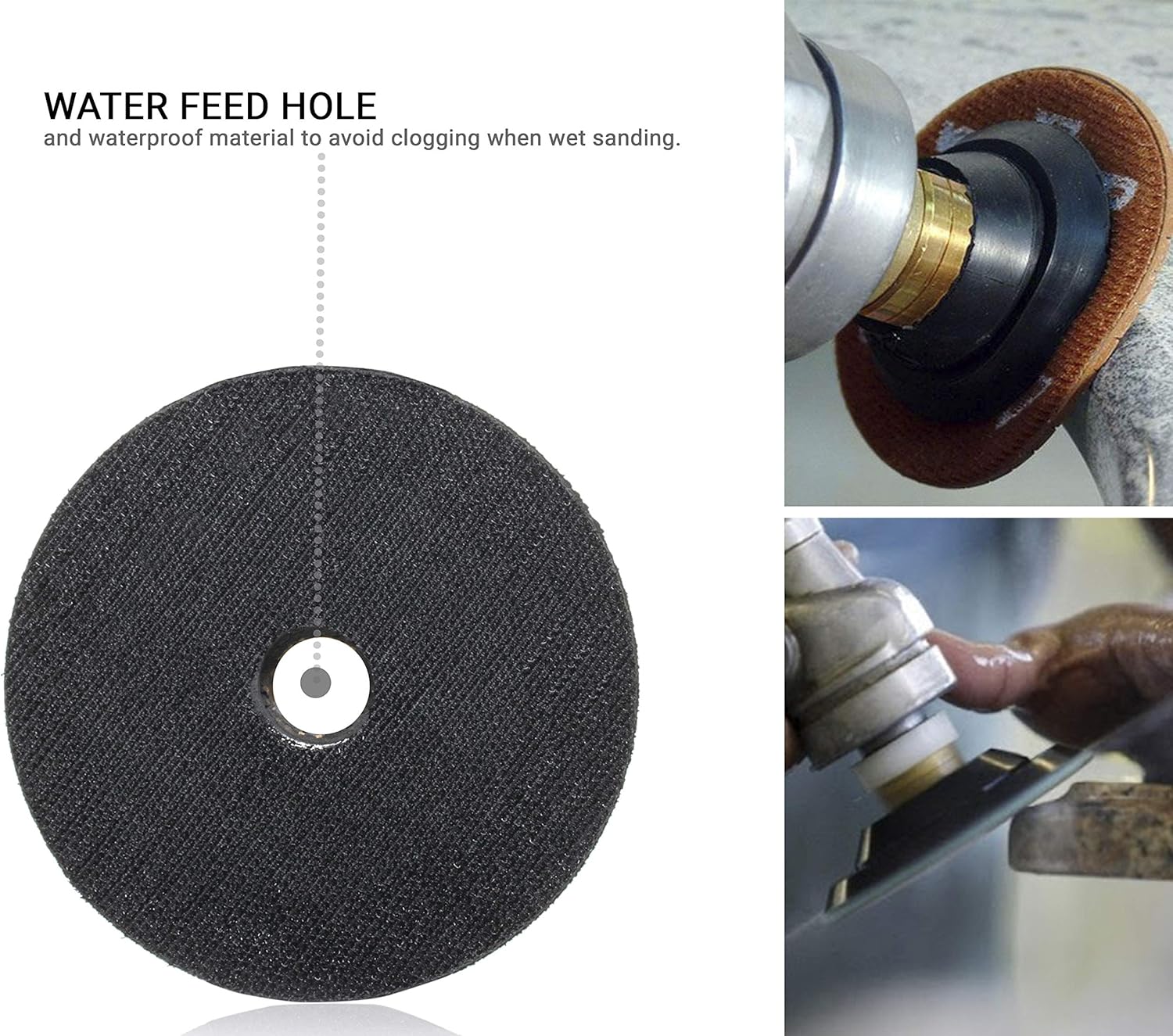 5/8"-11 Rigid Hook and Loop Backing Pad / 5" 125mm - Water Feed - Image 4