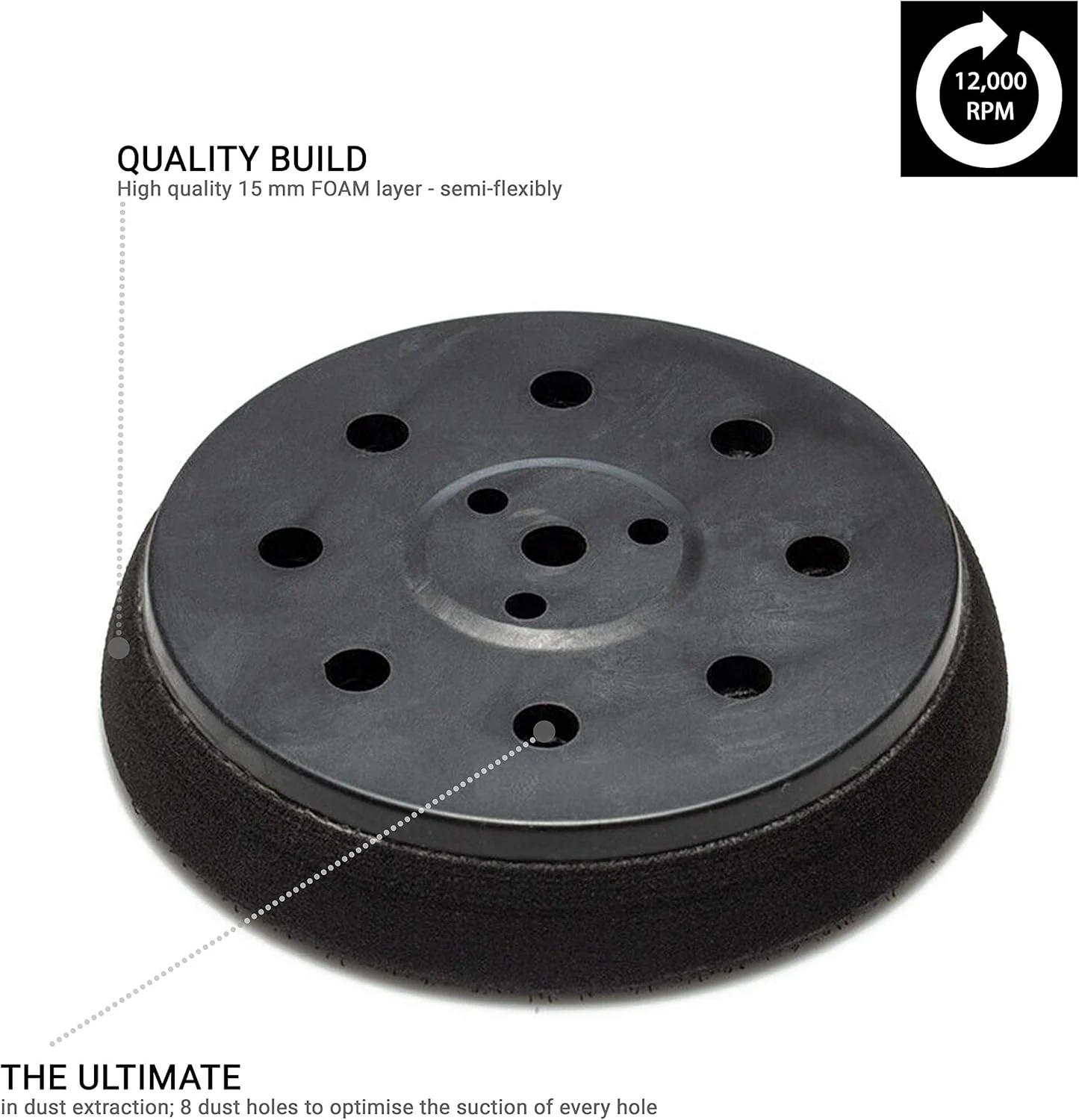 8+1+3 Sander Backing Pad / 5" 125mm Hook and Loop - Image 2